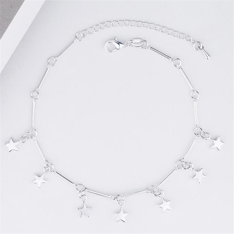 Kofsac 925 sterling sølv kæde fodlænker til kvinder fest charme stjerne ankel armbånd fod smykker sød pige: Default Title