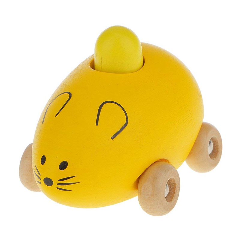 Kinderen Baby Speelgoed Mini Houten Geluid BB Muis Auto Vorm Model: Yellow