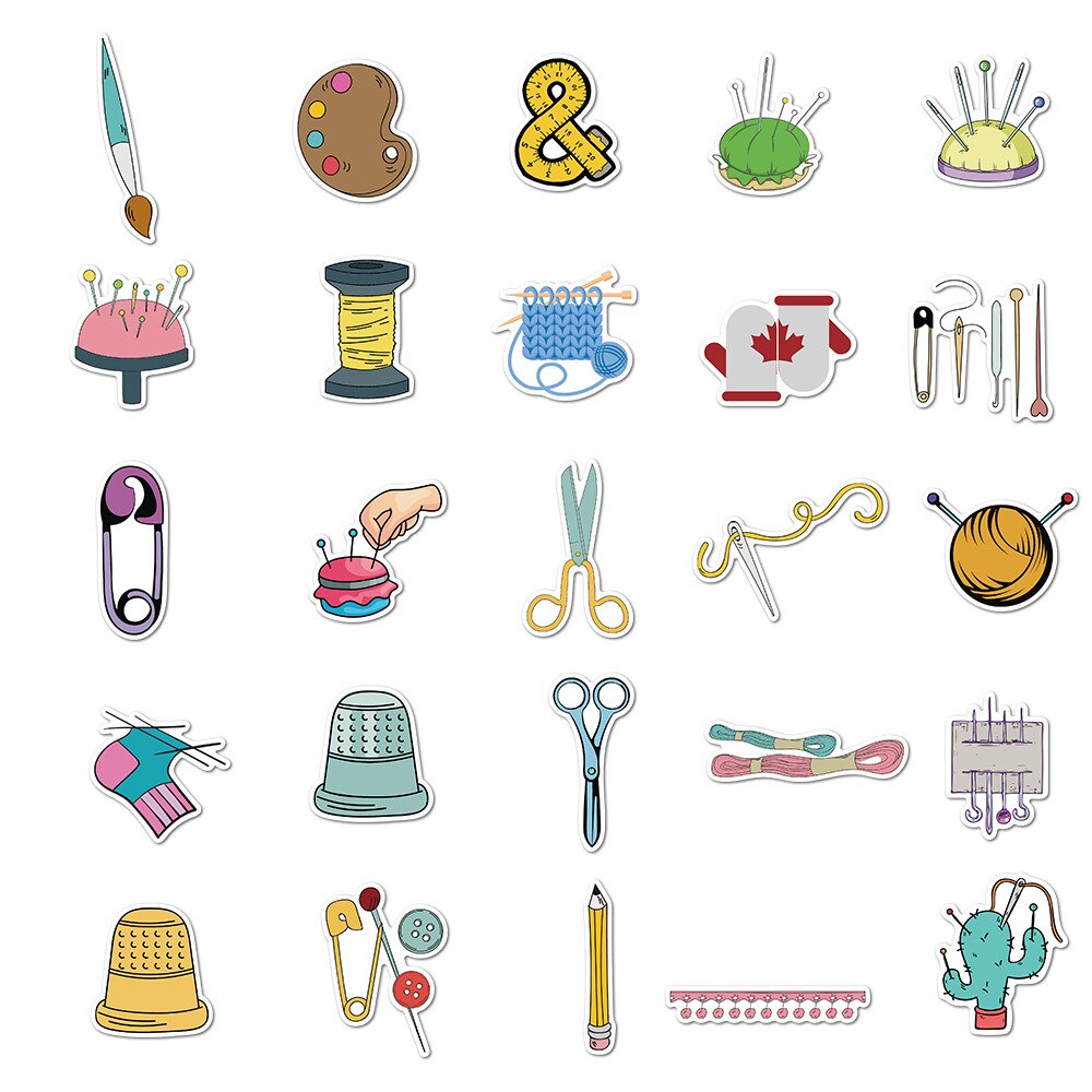 50PCS Waterproof Sewing Materia Stickers Decals for Laptop Notebook Skateboard Guitar Luggage For Macbook/Huawei/Xiaomi Sticker