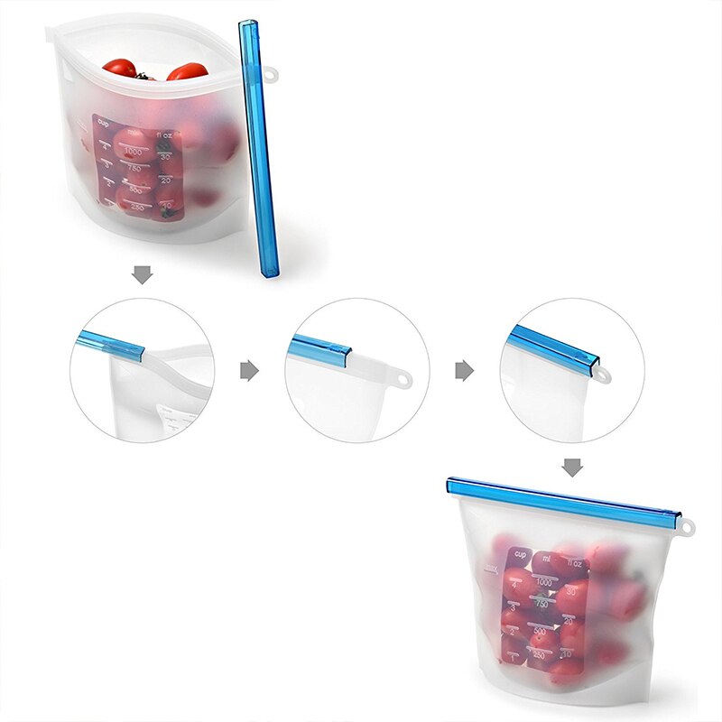 Bolsa de Silicón para mantener frescos bolsa para alimentos sellada reutilizable bolsas de productos organización del hogar y nevera para almacenamiento de frutas Cocina