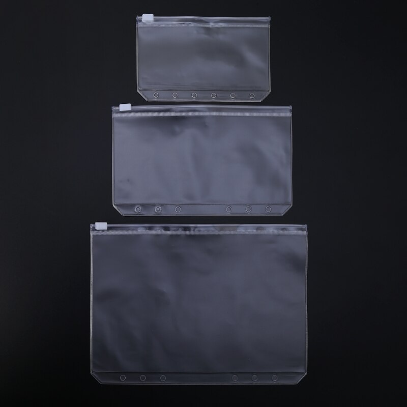 1pc File Organizer Storage Folder Standard Transparent PVC Loose Leaf Pouch with Self-Styled Zipper Filing Binder Document