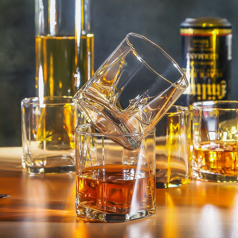 260ml imported pyramid unleaded glass whisky beer water glass Square bar foreign wine glass cup drinking glasses