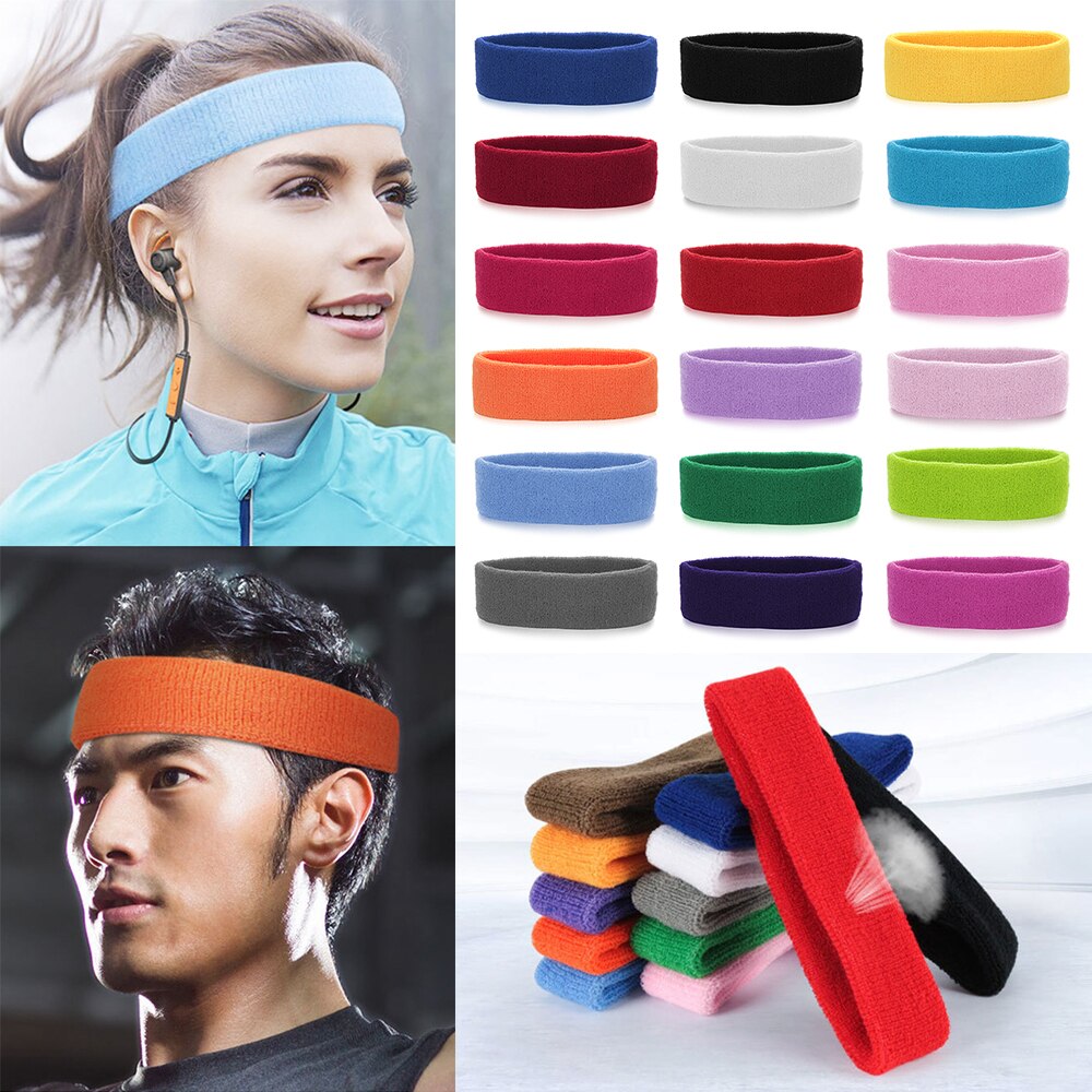 1PC Multicolor Cotton Unisex Sweatband Elastic Athletic Hair Bands Terry Cloth Moisture Wicking Working Outside Sports Accessory