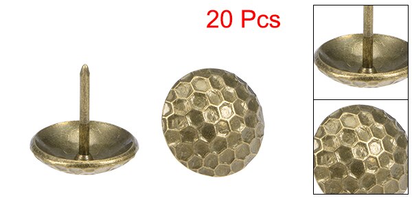 Uxcell meubelstof nagels 19mm kop dia antieke ronde duim punaises messing toon 20 stuks: Default Title