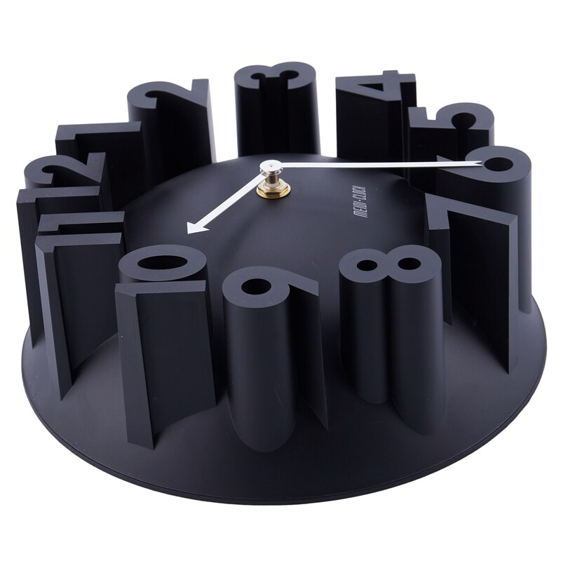 Decoración del hogar arte moderno 3D número Domo redondo pared Relojes, negro 22,5*22,5*9cm