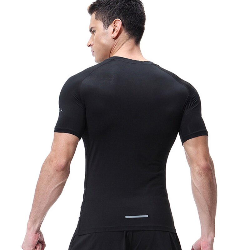 Mens Running Tight Short Sleeve T-shirt Compression Quick Dry Shirts Male Gym Fitness Bodybuilding Jogging Tees Tops