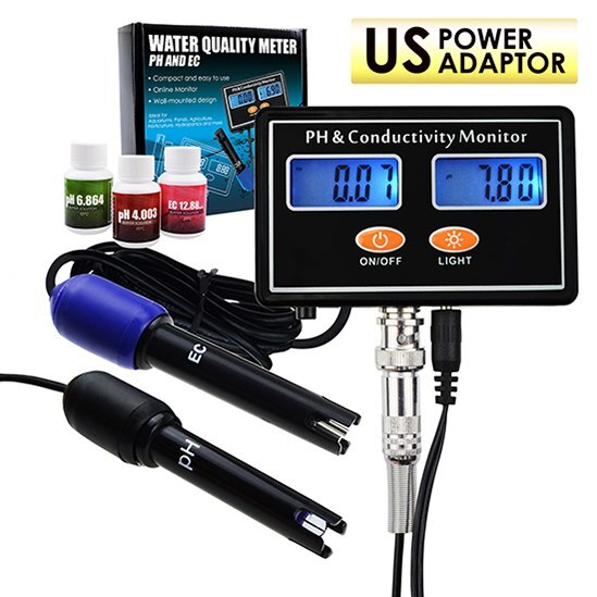Medidor de PH/conductividad de la EC en línea, ATC, Monitor de del agua, monitoreo continuo en tiempo Real, montable en la pared y recargable: US plug