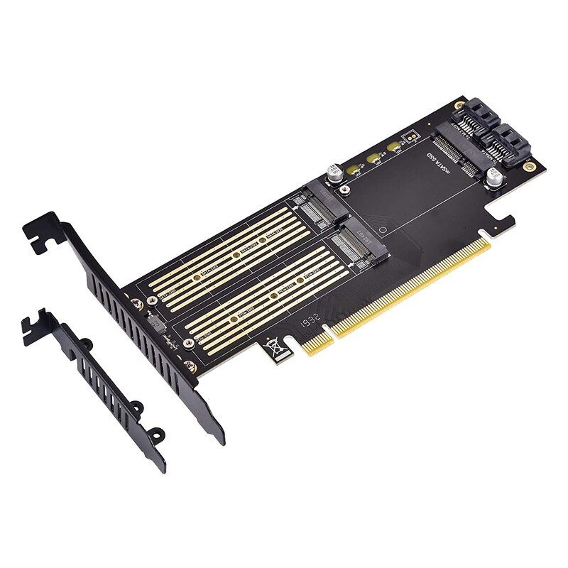 3 in 1 M.2 and MSATA SSD Adapter Card SSD to PCIE Adapter, MSATA to SATA Adapter with Aluminum Heat Sink for Windows OS: Default Title