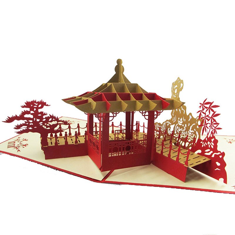 Tarjetas de invitaciones 3D creativas para de boda, tarjetas de deseos de estilo chino clásico, suministros festivos, 1 ud.