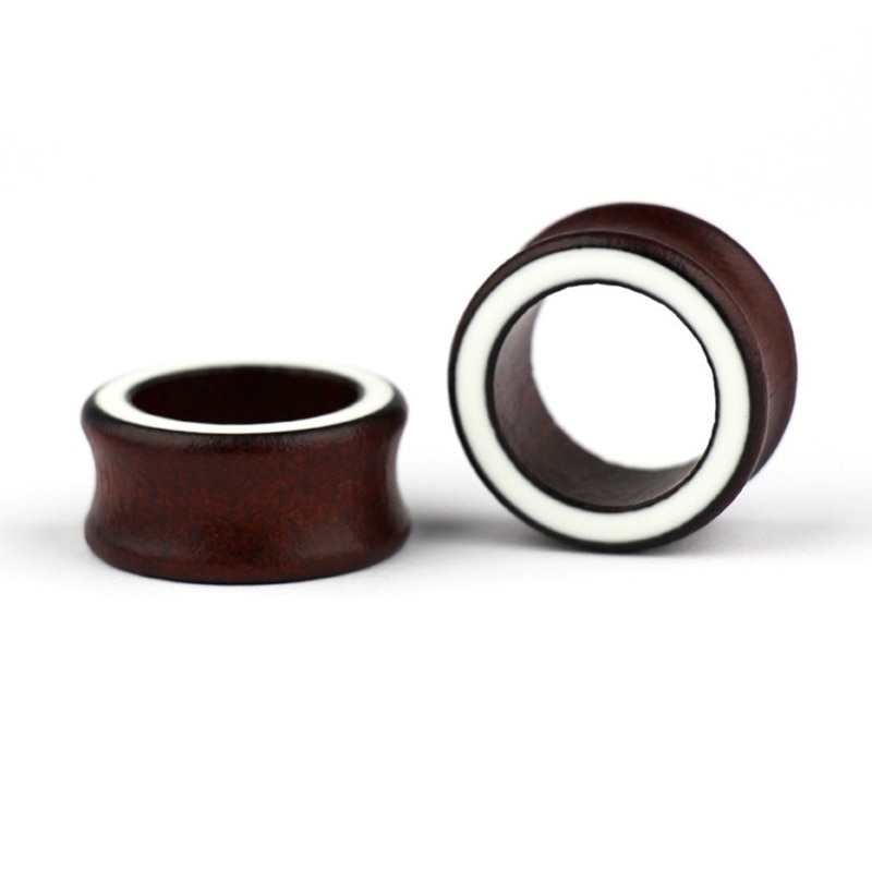 2 Pc Hout Pluggen En Tunnels Flexibele Dunne Oor Tunnel Dubbele Flared Oor Piercing Flesh Tunnel Holle Oor Gauge Expander brancards