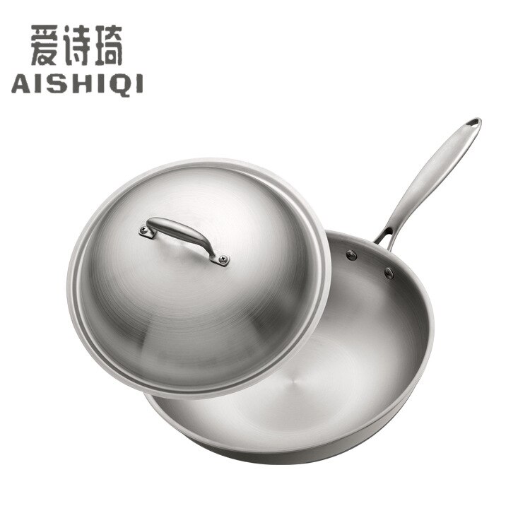 Stainless steel wok non-stick frying pan No oil smoke 32cm household cookware 304 non-coating non-stick wok