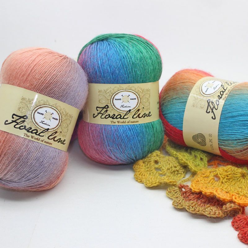 Yarn 5pcs X 100g Rainbow Line Fancy Melange Yarn 100% Cashmere Wool Yarn knitting 20 Colors
