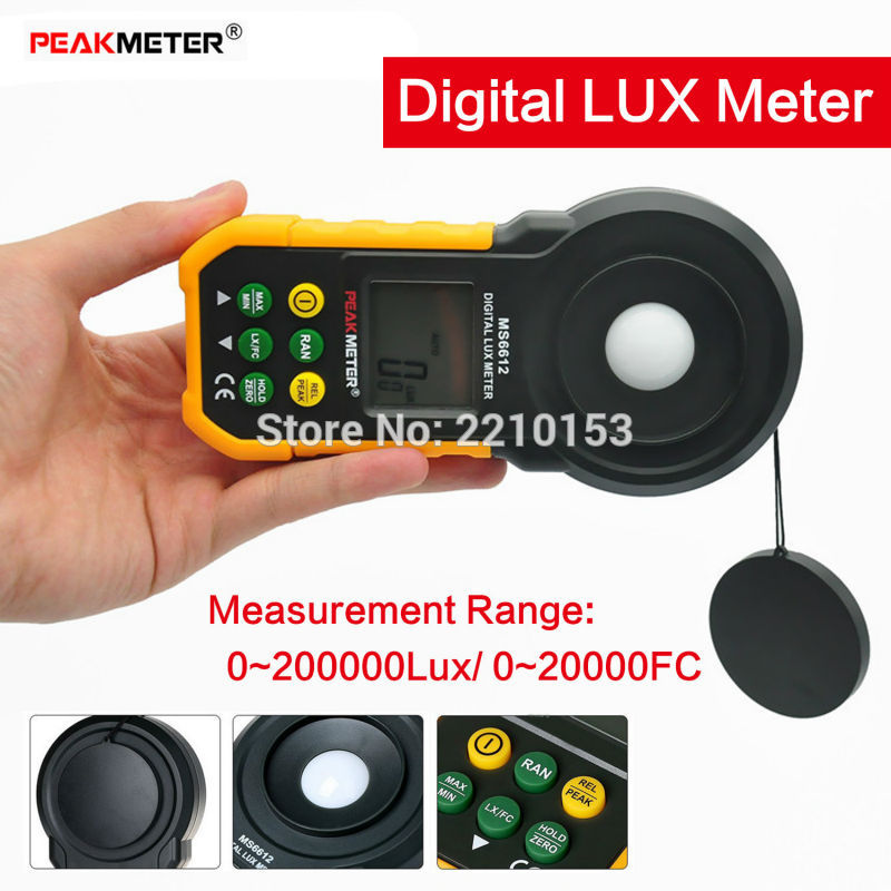 PEAKMETER 200, 000Lux Digital light meter helderheid tester photometer Met analoge en digitale display