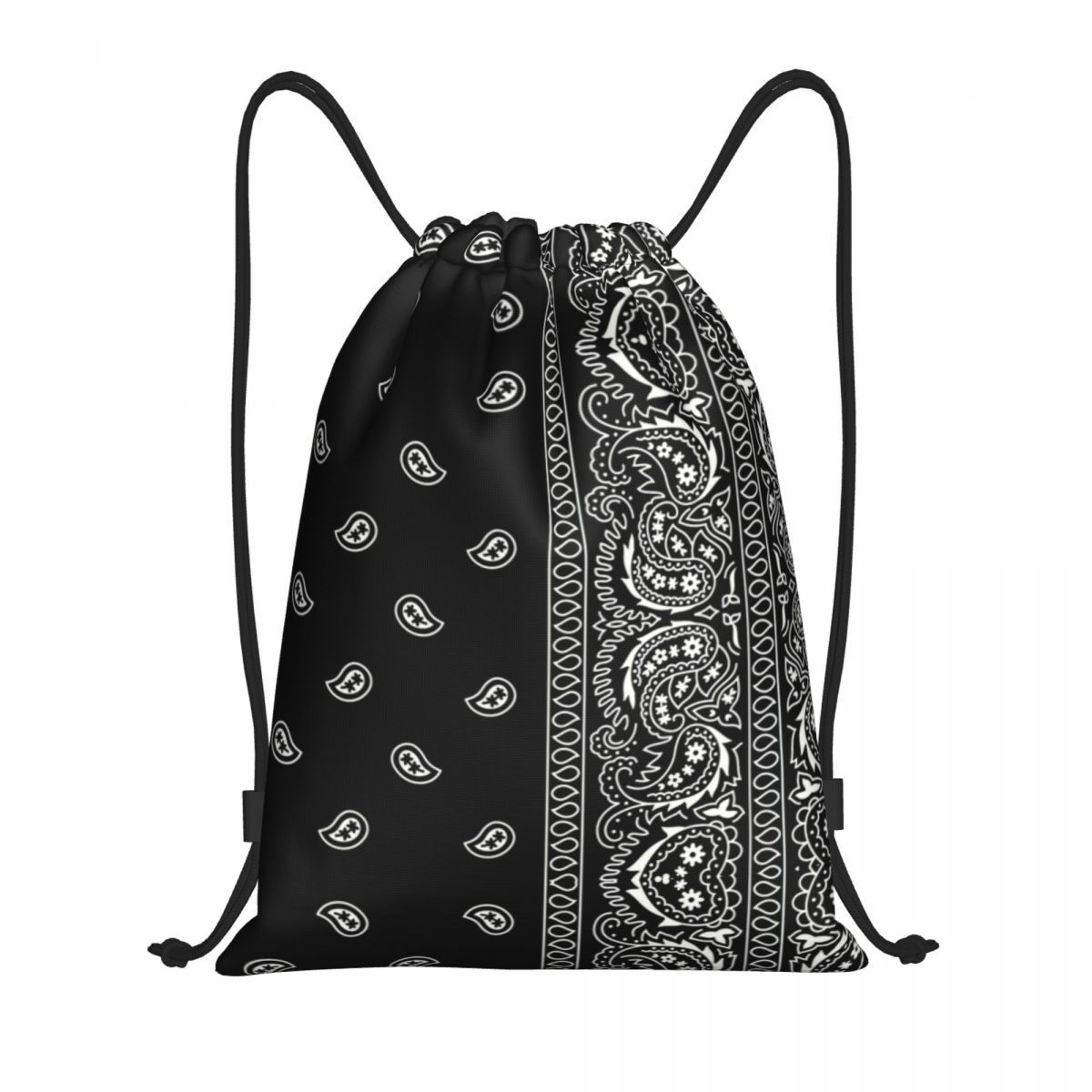 Custom Cool Paisley Bandana Style Drawstring Bags Women Men Lightweight Sports Gym Storage Backpack: Blue