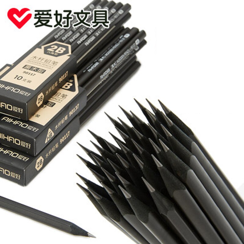 30 Stks/partij Aihao Zwart Hout Potlood 2B Student Schets Tekening Potlood Hex Lood Kind Art Potlood Briefpapier 90117