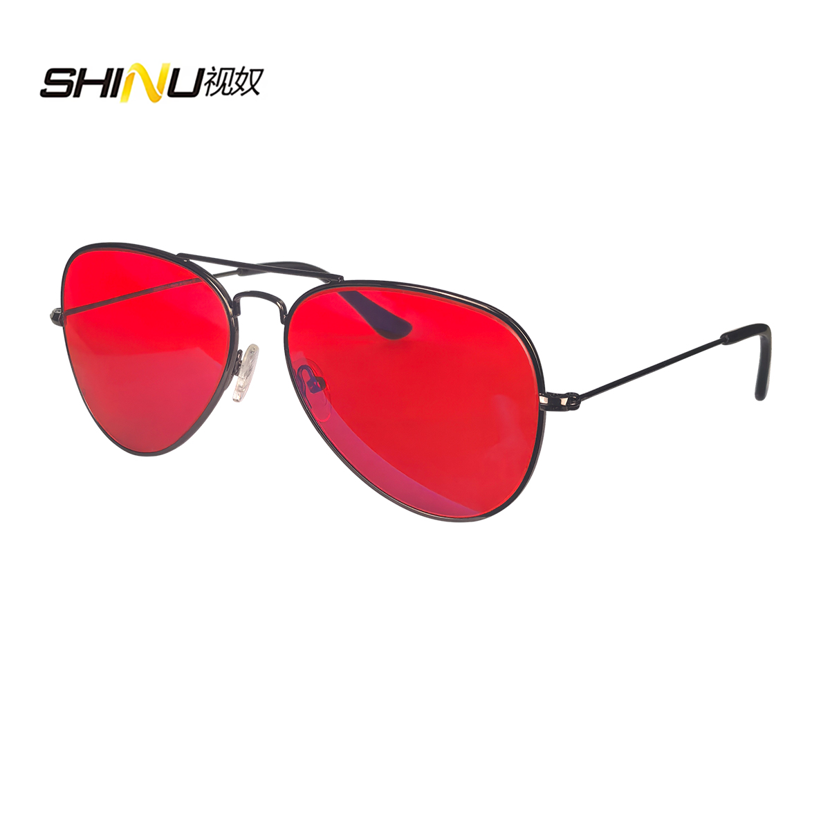 Shinu óculos anti-luz azul masculino, lentes laranja, filtro de luz azul, melhor descanso para dormir, armação de metal: Azul / Marrom