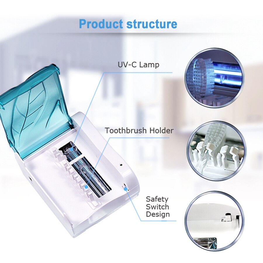 SEAGO UV Ultraviolet Family Toothbrush Sanitize - Sterilizer Up To 99.9% of Germs Battery Power Flat Box UV Sanitizer Toothbrush
