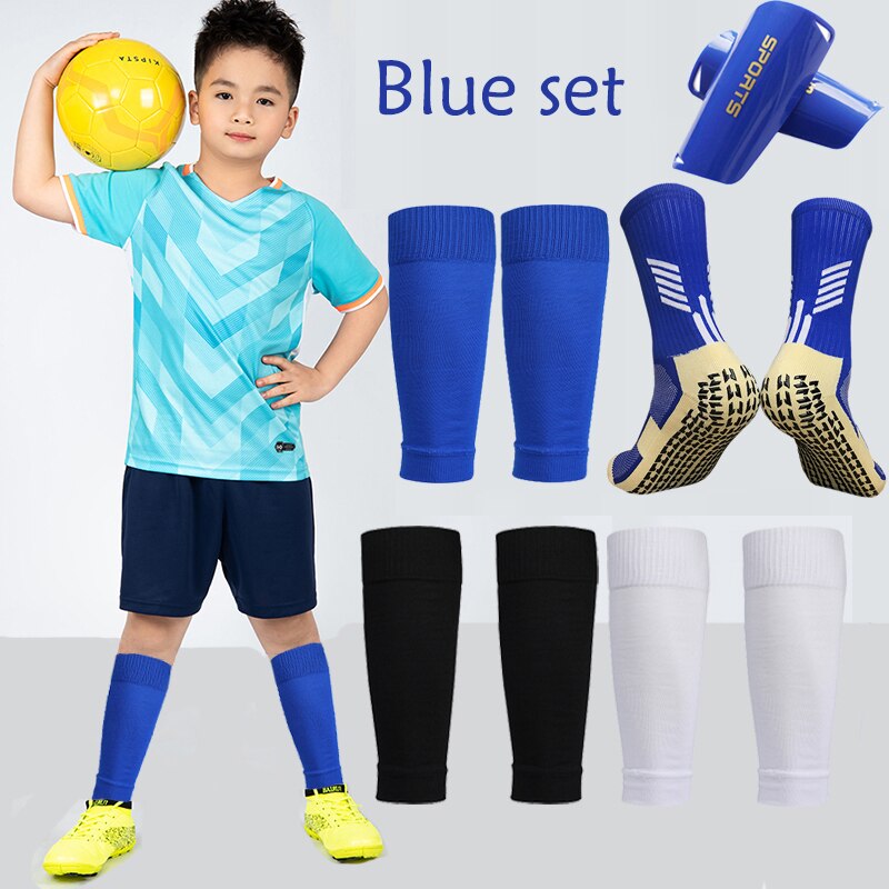 Un Set di manicotti parastinchi ad alta elasticità per calcio adulti bambini calzettoni copri Legging professionale equipaggiamento protettivo sportivo