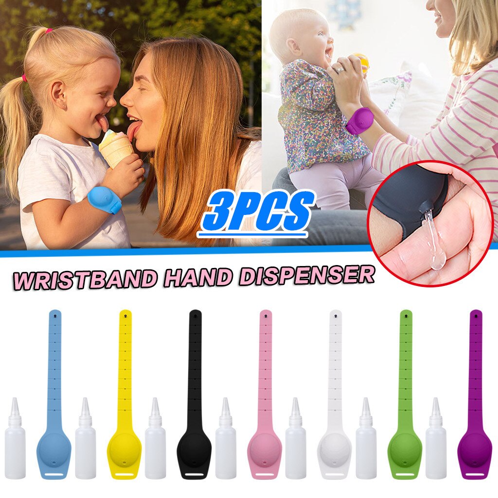 3PCS Portable Hand Sanitizer Bracelet Wristband Hand Dispenser 10ML Handwash Gel With Sanitizing Wristband P902