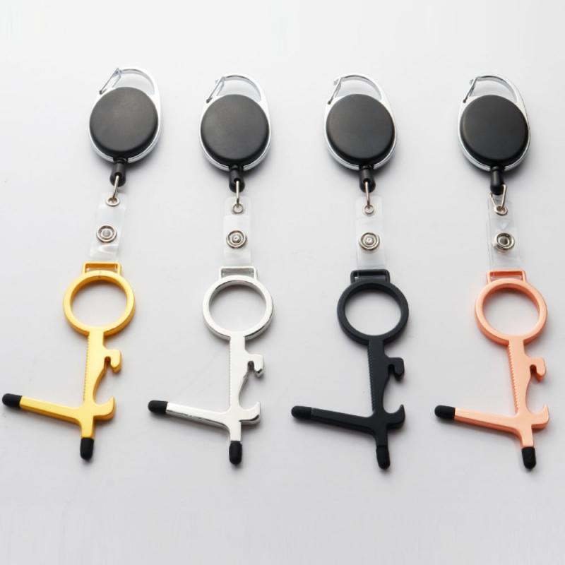 1 Pcs Anti Touch Door Opener Tool Multifunctional No Touch Key Door Opener Non-contact Door Handle Elevator Artifact Keychain