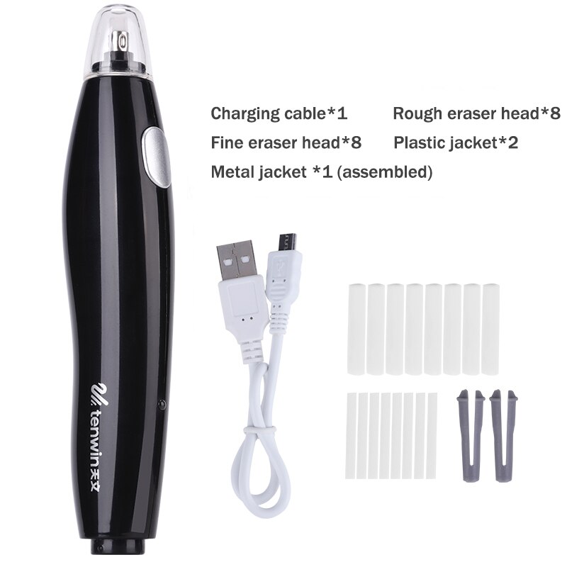 Elektrische Radiergummi Beruf Hohe Licht Skizze radiergummi Auto Radiergummi USB Aufgeladen radiergummi bleistift Gummi gomme electrique hilfe zeichnung: Schwarz
