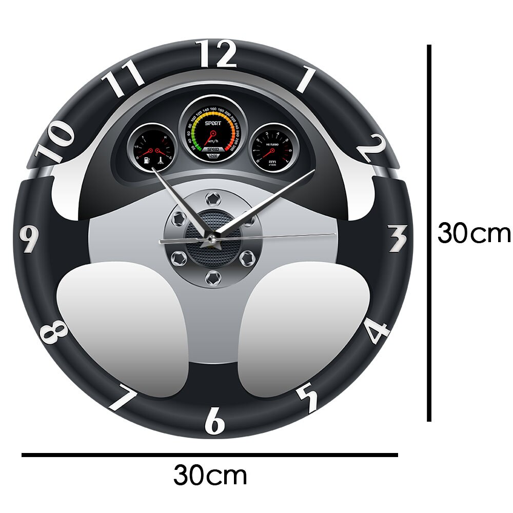 Automobile Artwork Wall Clock Sport Car Steering Wheel And Dashboard Wall Clock Automotive Drive Auto Style Auto Repair Decor