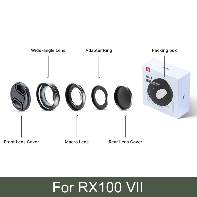 Ulanzi WL-1 2 in 1 18MM Weitwinkel Objektiv 10X Makro Objektiv für Sony ZV1 DSLR objektiv ZV1 Zubehör: Pro RX100 VII