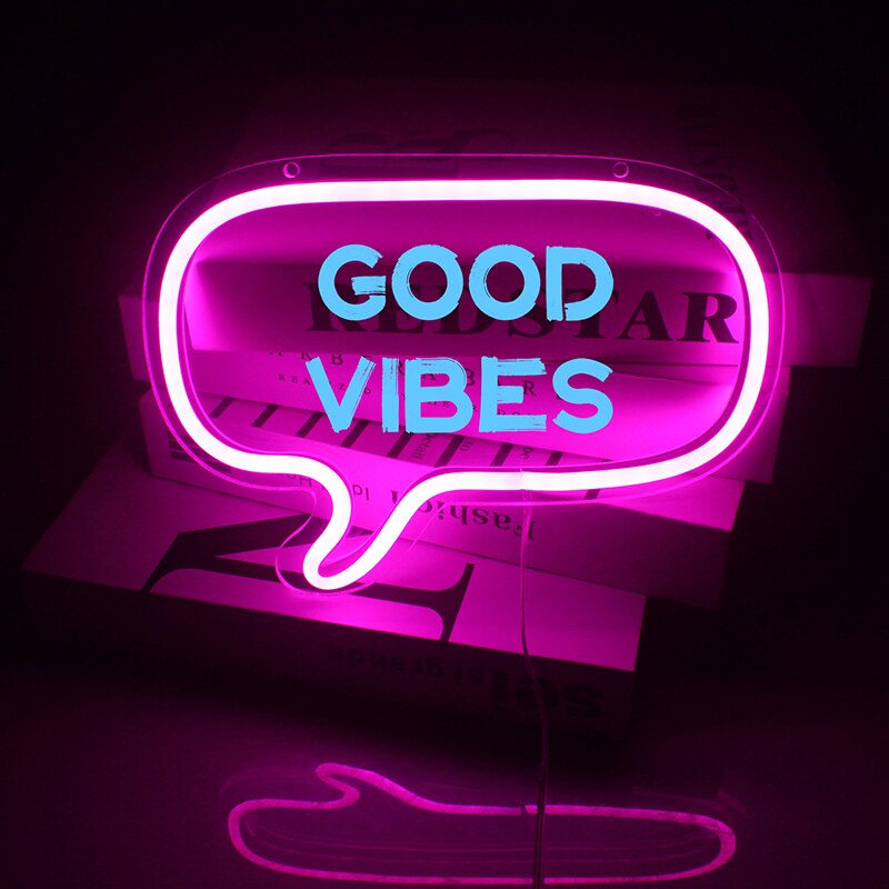 Wanxing Funny DIY Words LED Neon Sign Pink Dialog Box USB Battery Power Acrylic Neon Light For Bedroom Home Party Bar