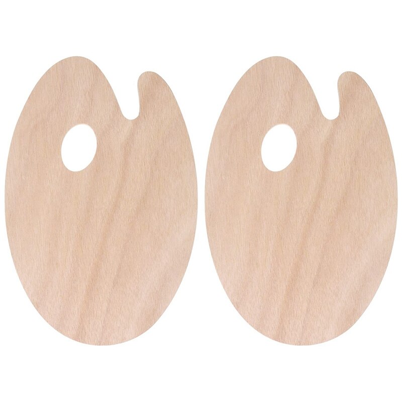 2 Pieces Oval Oil Paint Palette Palette Oil Painting Acrylic Paint Palette Tool