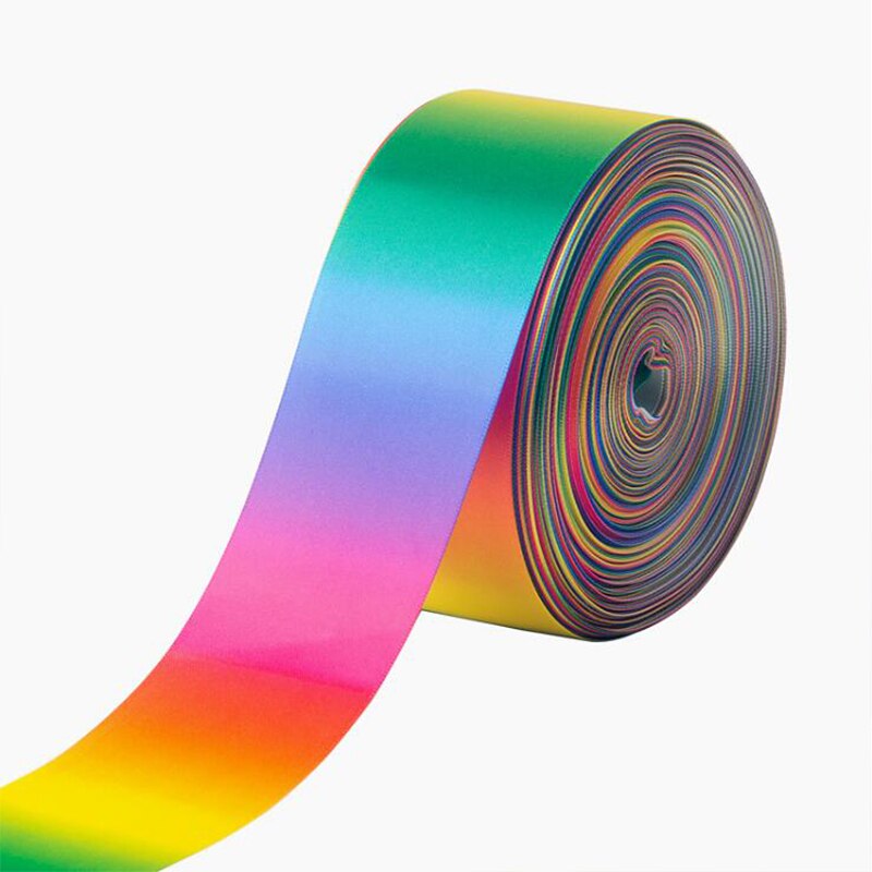 5Yards/lot Satin Double-sided Rainbow ribbons Wrapping DIY handmade Christmas Year/wedding /Party Decoration
