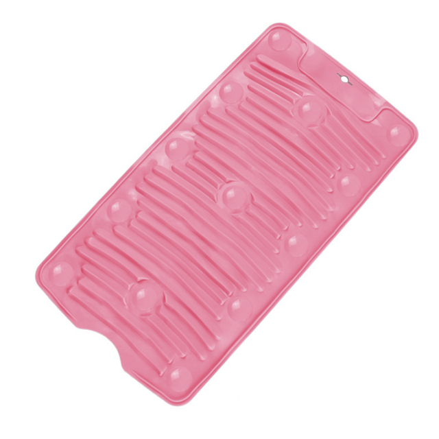 Practical Laundry Tool Portable Household Folding Mini Silicone Washboard Sucker Non-slip Laundry Mat Washing Board: Pink