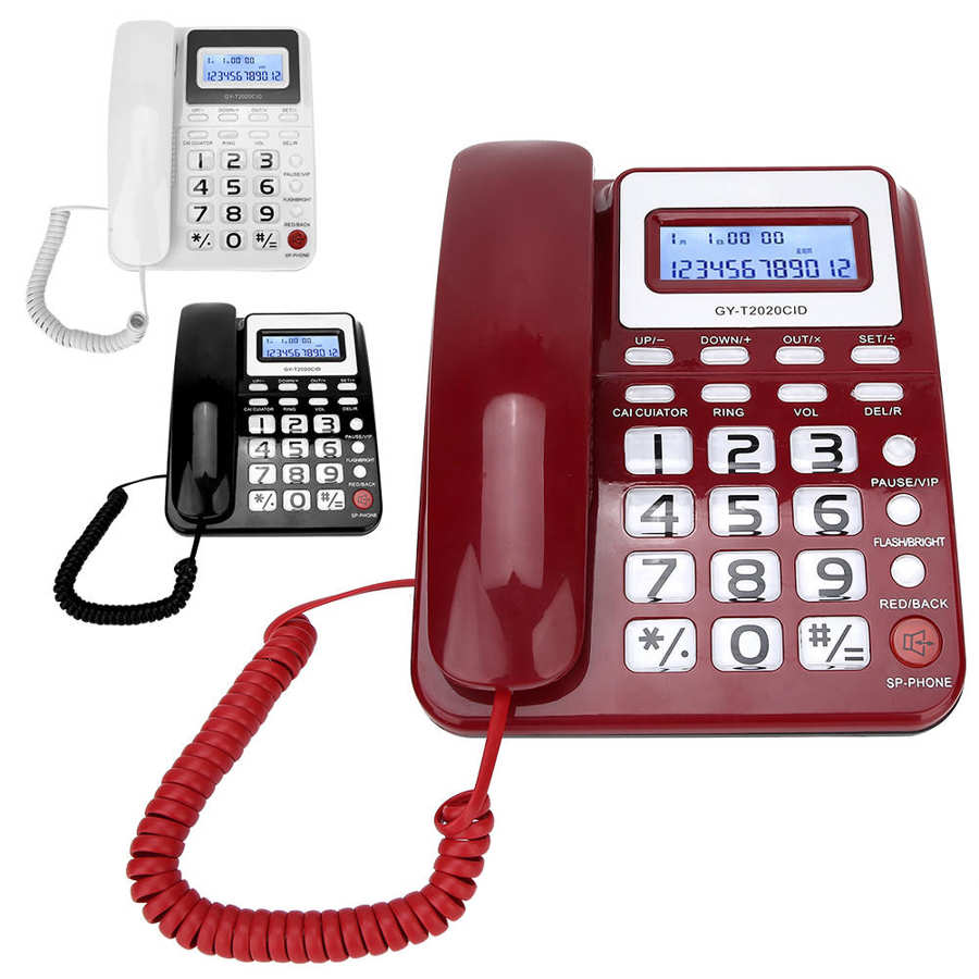 GY-T2020CID telefone com fio com alto-falante gravador de voz caller id exibição calculer telefone fijo para casa telefone fixo