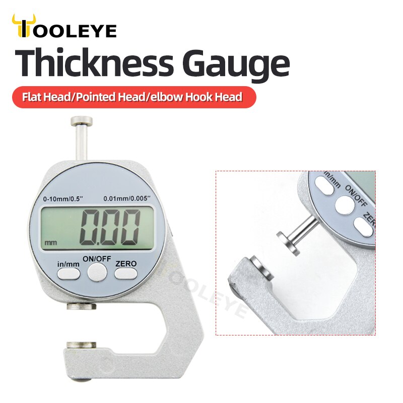 Digital Display Thickness Gauge Zinc Alloy Electronic LCD Micrometer Metric Imperial Wall Thickness Measurement Tools 0-10/20mm