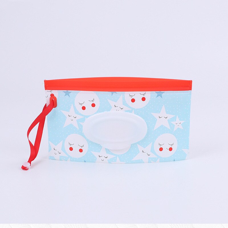 1Pc Natte Doekjes Box Cover Clamshell Dragen Waterdichte Tissue Bag Cosmetische Outdoor Baby Droog Nat Schoonmaken gevallen Container: Moon Stars