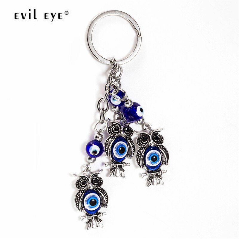Porte-clés porte-bonheur turc grec pour hommes et femmes, bijoux EY5330 en verre, Animal, hibou plante, mauvais œil,