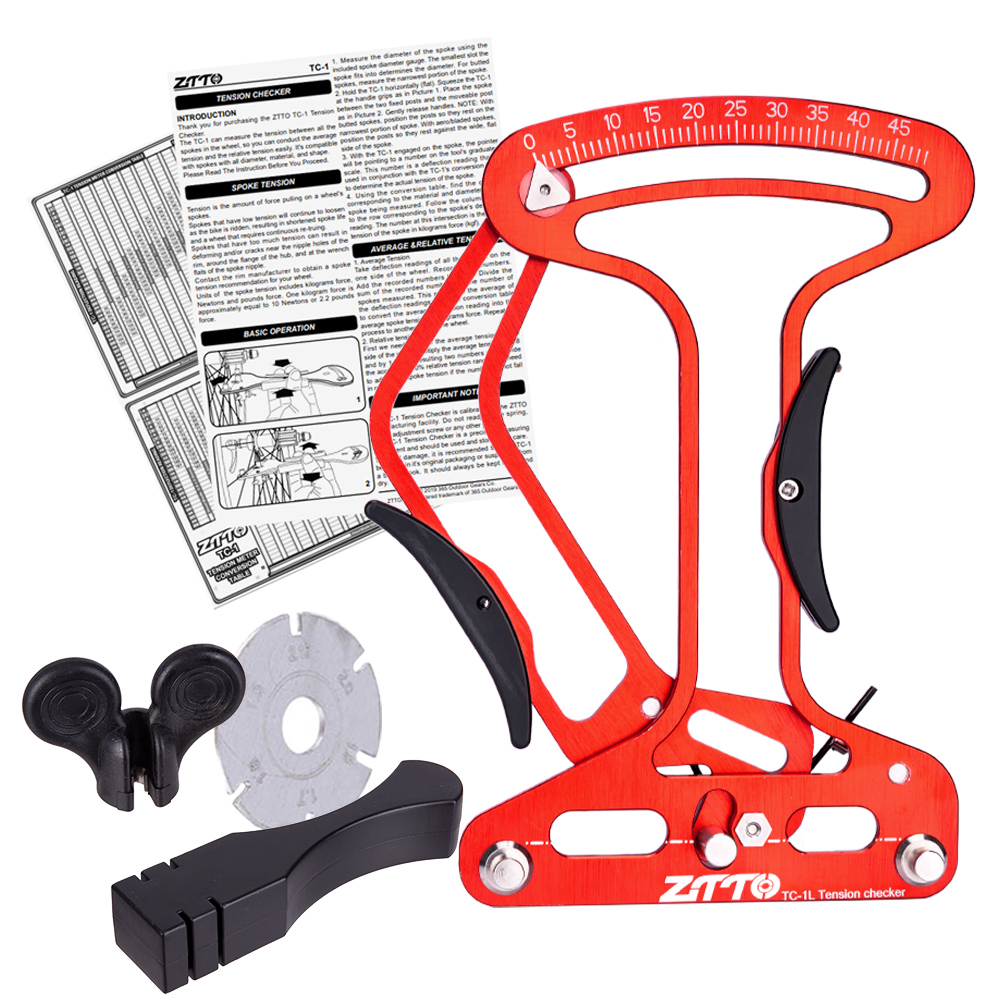 ZTTO – compteur de Tension de rayon de vélo, vérificateur de force de rayon de roue, rayons ronds Aero, indicateur précis TooI inclus, manuel TM-1 vtt: TC1L Red Aero Wrench