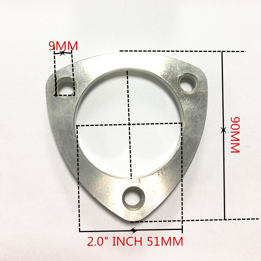 Rustfrit stål trekant 3 bolte 2 " 2.5 " 3 " lyddæmper udstødningsrør flange pakning header ned manifold samler bil flanger: 2.0 tommer