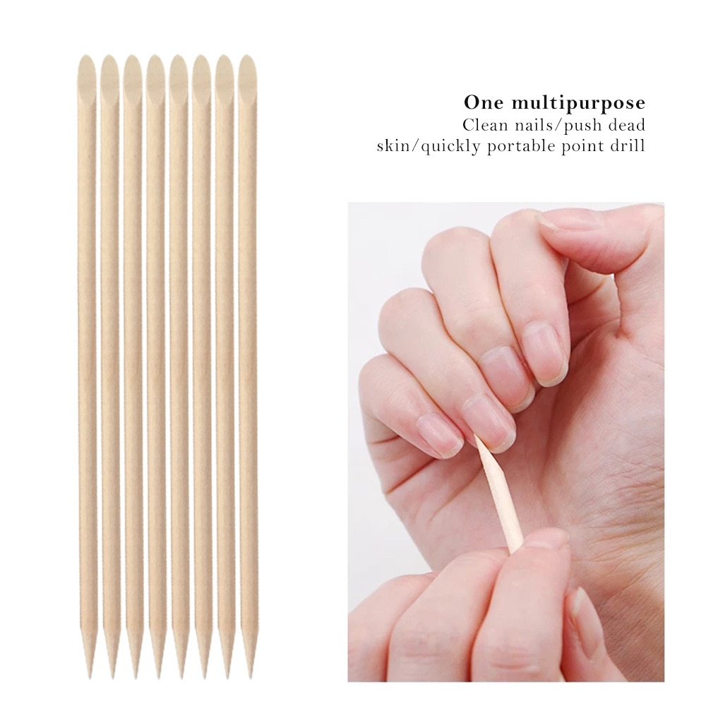 Orange Holz Sticks für Nagelhautschieber Entfernen Werkzeug gabeln für nägel Maniküre Werkzeuge 10/30/50/ 100Pcs/Set 4 verschiedene größen