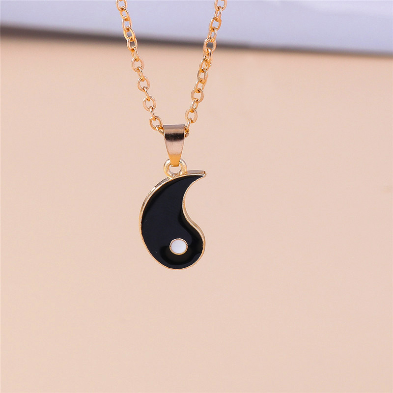 Aihua Cute Enamel Halloween Vampire Cross Coffin Friendship Couple Necklaces For Women Men BFF Best Friend Necklaces Jewelry: Dark Gold