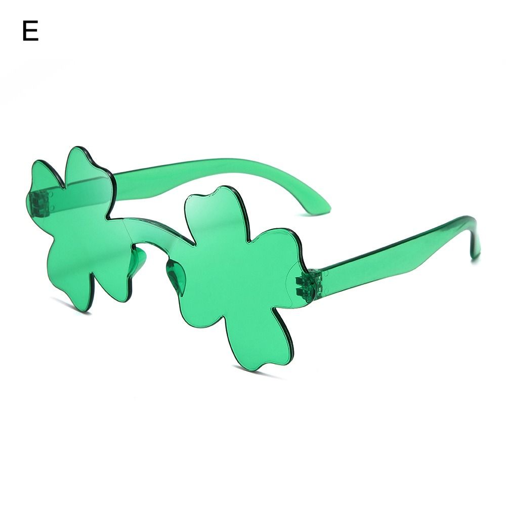 Gafas de sol de trébol irlandés para el Día de San Patricio, lentes verdes de trébol de cuatro hojas, disfraz de Leprechaun, gafas de sol sin montura a la: Castaño