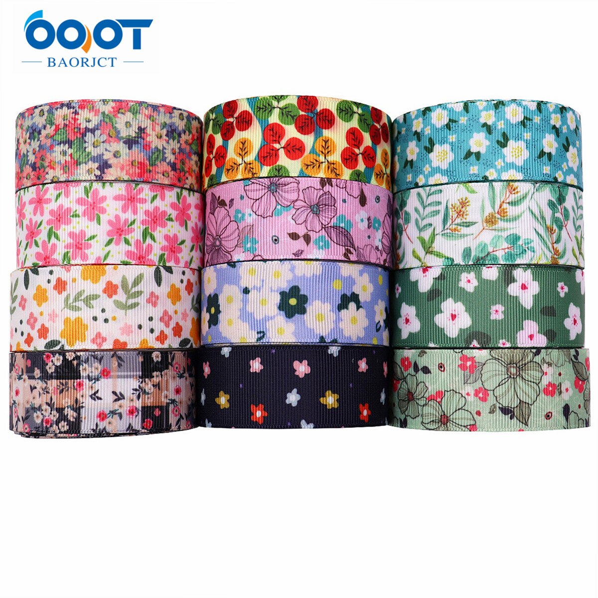 Flower Thermal Transfer Printed Grosgrain Ribbons,25mm 10Yards M-211111-2103 Wrap Bow Cap DIY Accessories Decorations