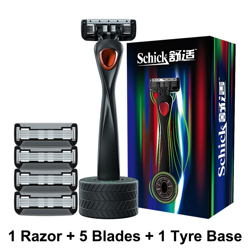 Schick 5 Lagen Handleiding Scheermesjes Mannen Baard Scheren Haar Scheerapparaat Wasbare Machine Metalen Houder Scheermes Haar Verwijderen: Razor Set with Base