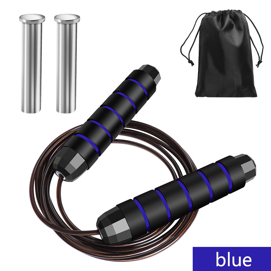 Cuerda de saltar para deportes rodamiento cuerda de saltar sin enredos en el pie cuerda de saltar ajustable velocidad rápida Comba equipamiento de Fitness Crossfit: Blue with bag