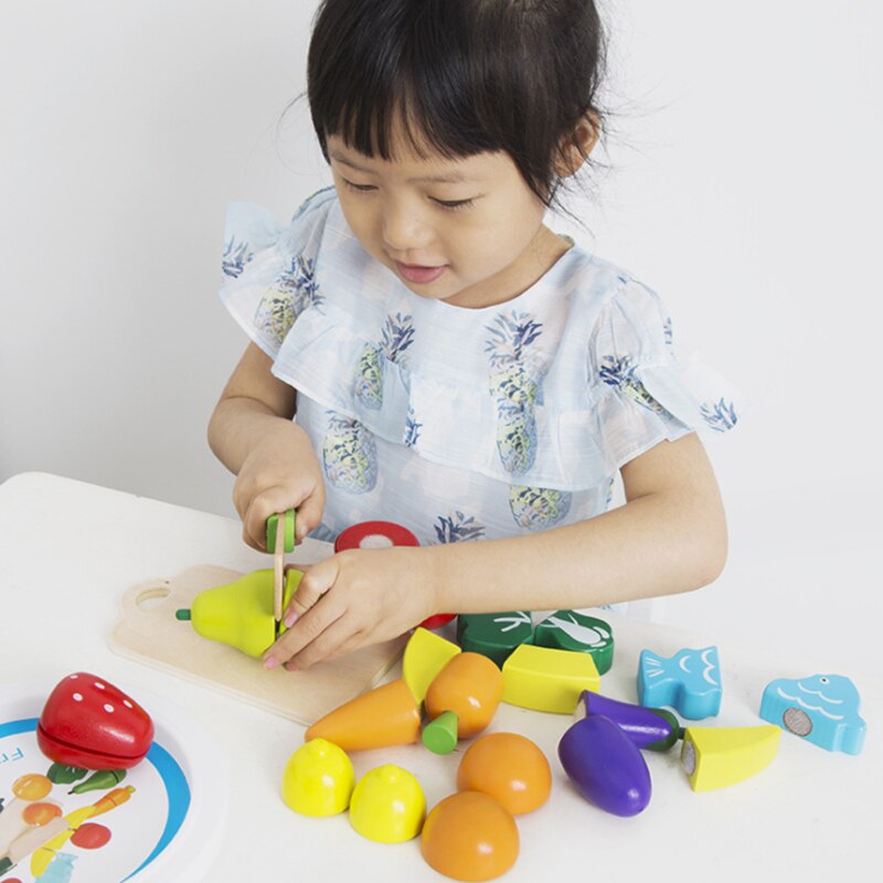 2020New Parent-child Interactive Cooking Simulation Miniature Food Model Cut Wooden Fruits And Vegetables Early Educational Toy