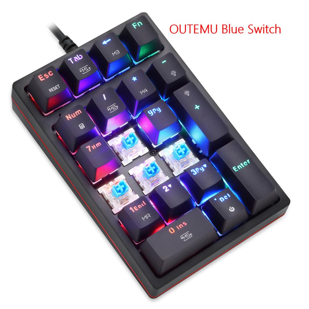 MOTOSPEED K24 USB Wired Numpad Mechanical Numeric Keypad 21 Keys Mini Numpad RGB Backlight Keyboard Extended Layout