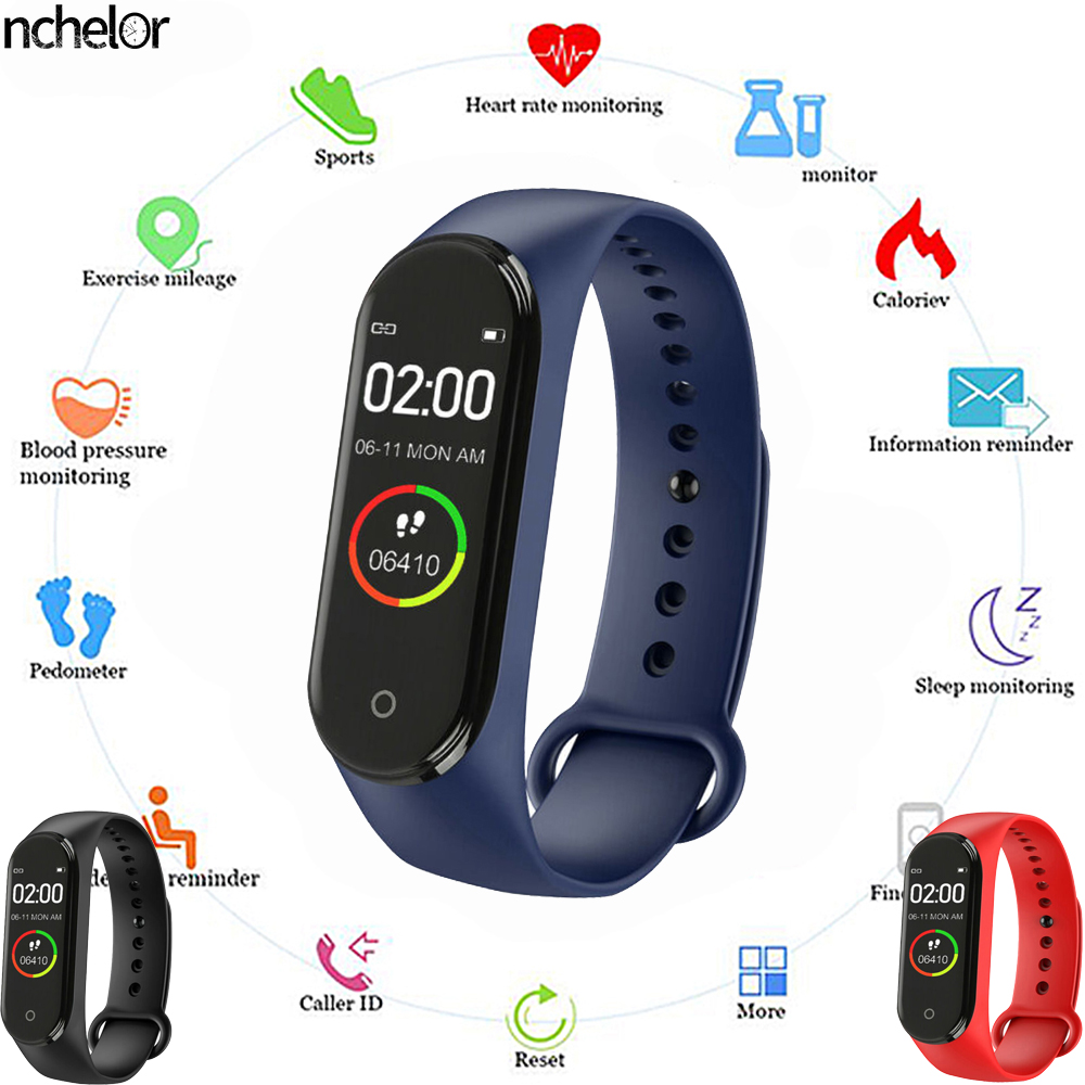 Clever Farbe Bildschirm M4 Uhr Neue Etikett Blutdruck Monitor Männer Frauen Sport Tracker Pedometer Armbinde