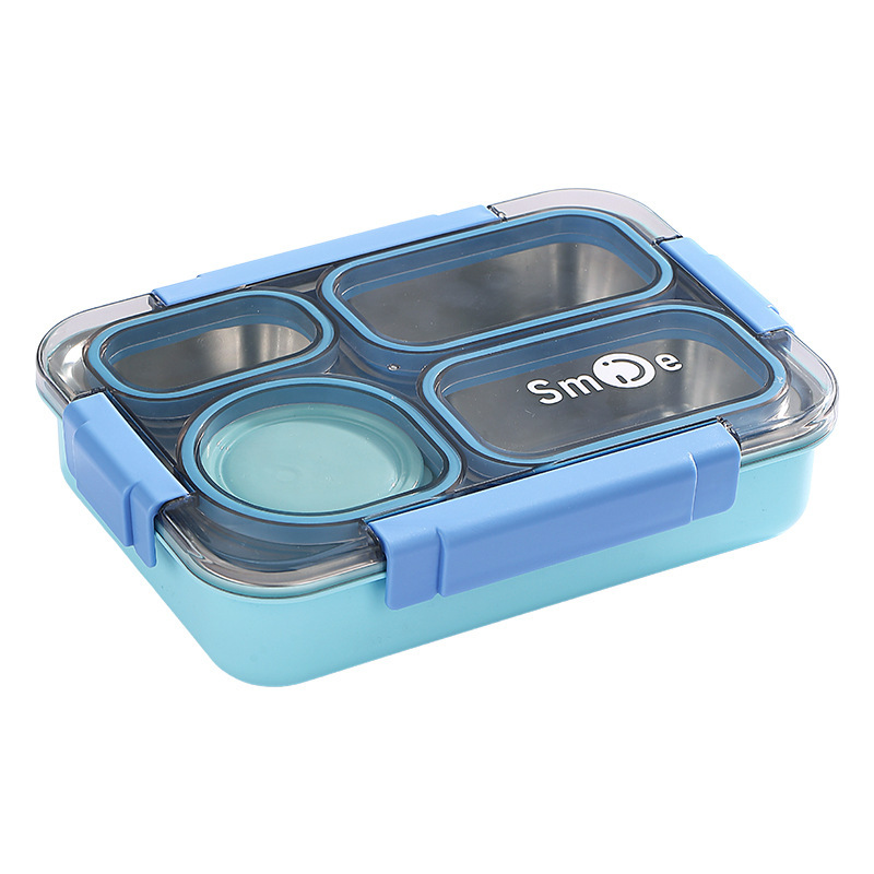 Stainless Steel 4 Divided Compartments Bento Lunch Box Kids Insulated Lunch Box for School Office Kitchen Food Storage Container