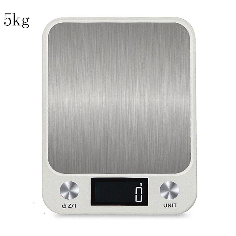 Household Food Scale Stainless Steel Electronic Kitchen LCD Back-lit Display Kitchen Baking Scale: white5kg