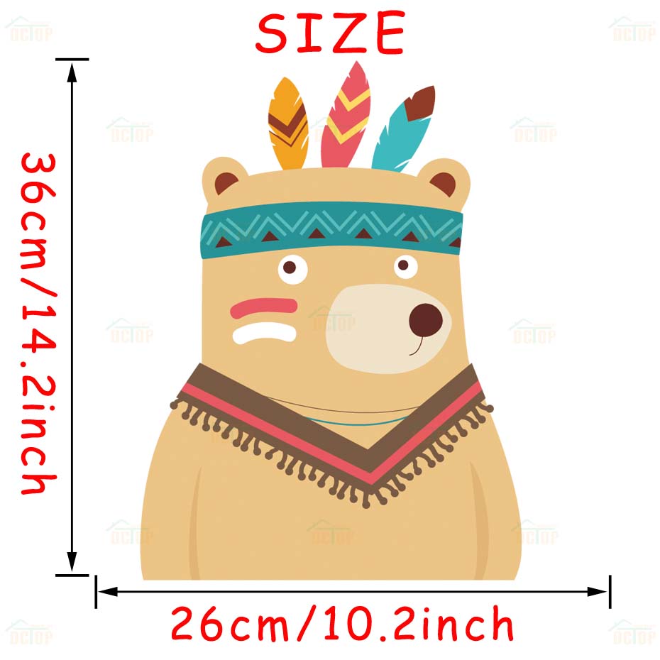 Chasse Tribal bois raton laveur chat mur décalcomanie chambre décor lapin ours autocollants pour pépinière enfants chambre maison murale: FCS8434