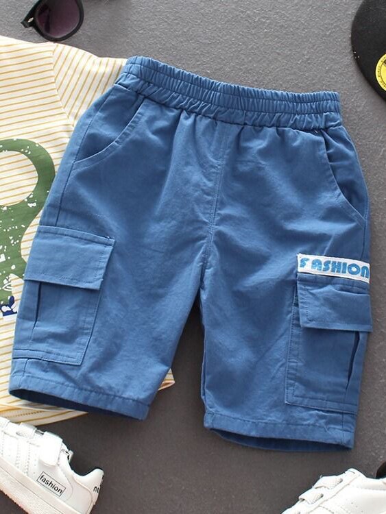 Baby pants Leisure Boy shorts Summer clothes Casual Uniforms Pants Cotton Jogging Sports Kids Overalls Shorts: Blauw / 100(3T)